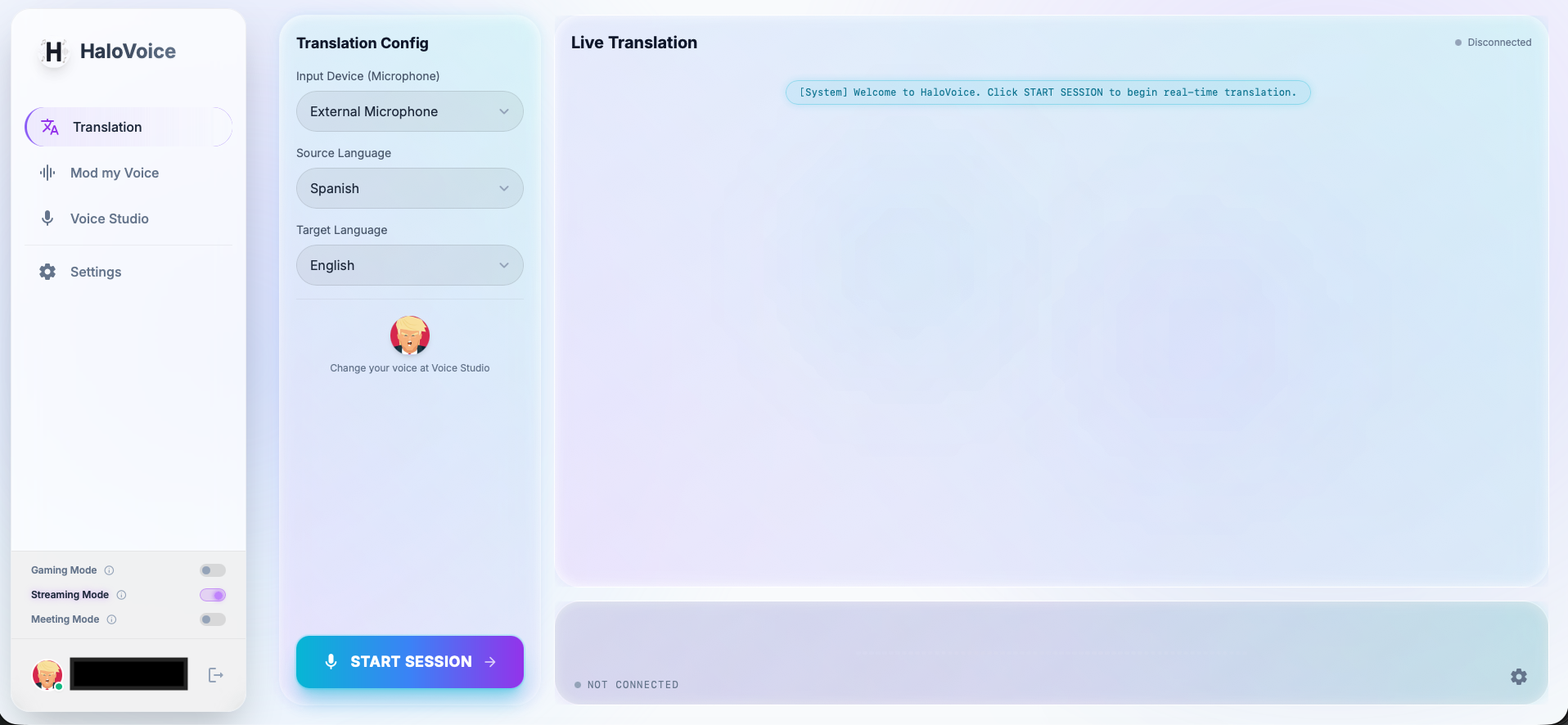 HaloVoice interface